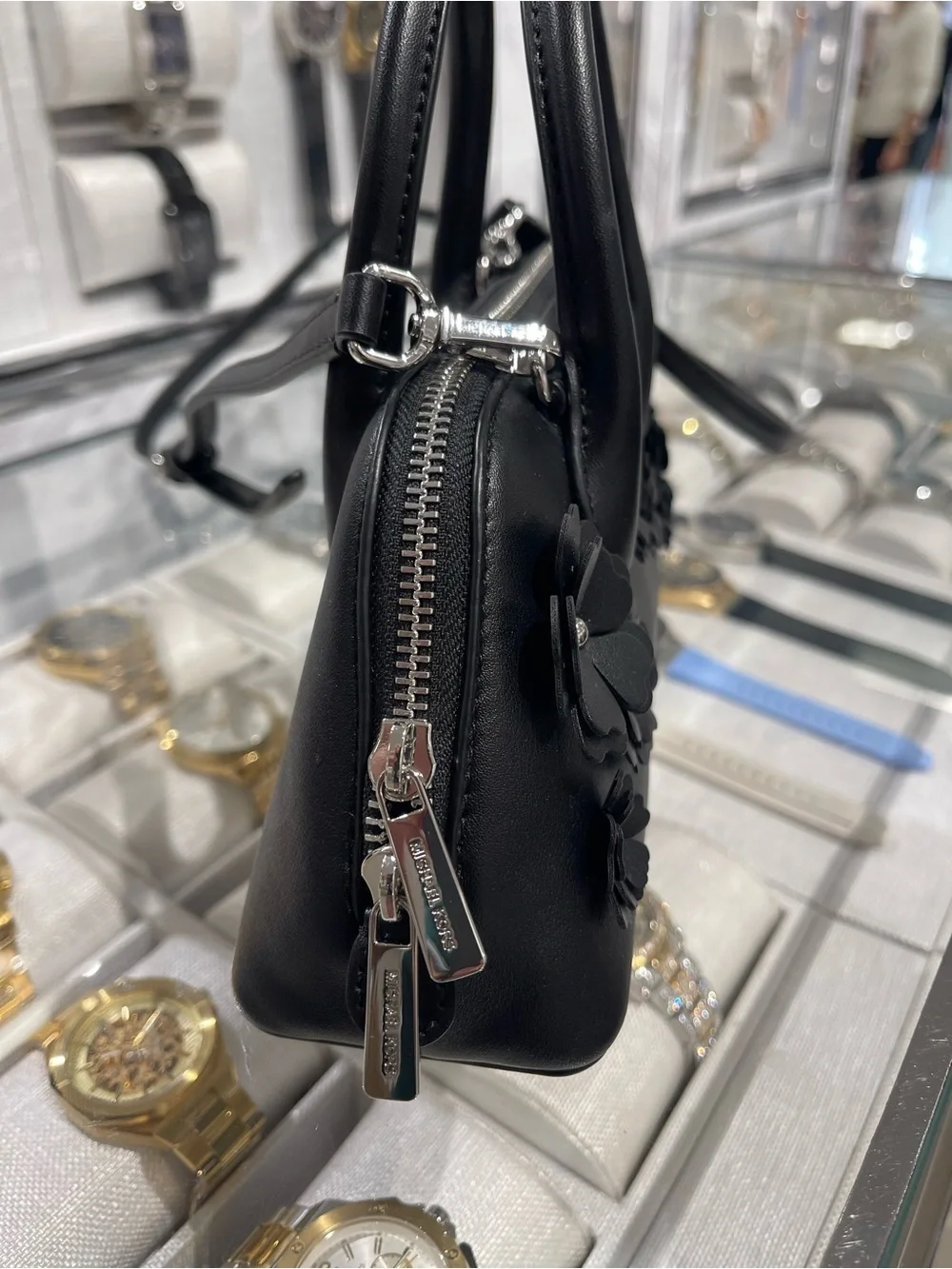 Michael Kors Petra Small Floral Embellished Crossbody Bag Black  NWT